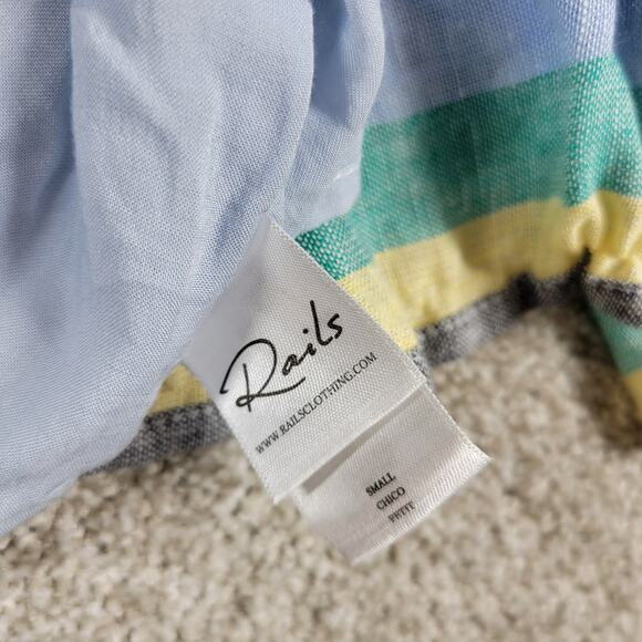 Rails Womens Ari Dress Small Blue Jamaica Stripe Spaghetti Strap V Neck Sundress - Picture 7 of 16